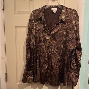 Worthington Brown and Gold Button Down Shirt